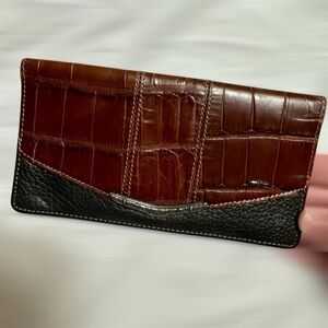 Brighton brown croc embossed checkbook wallet